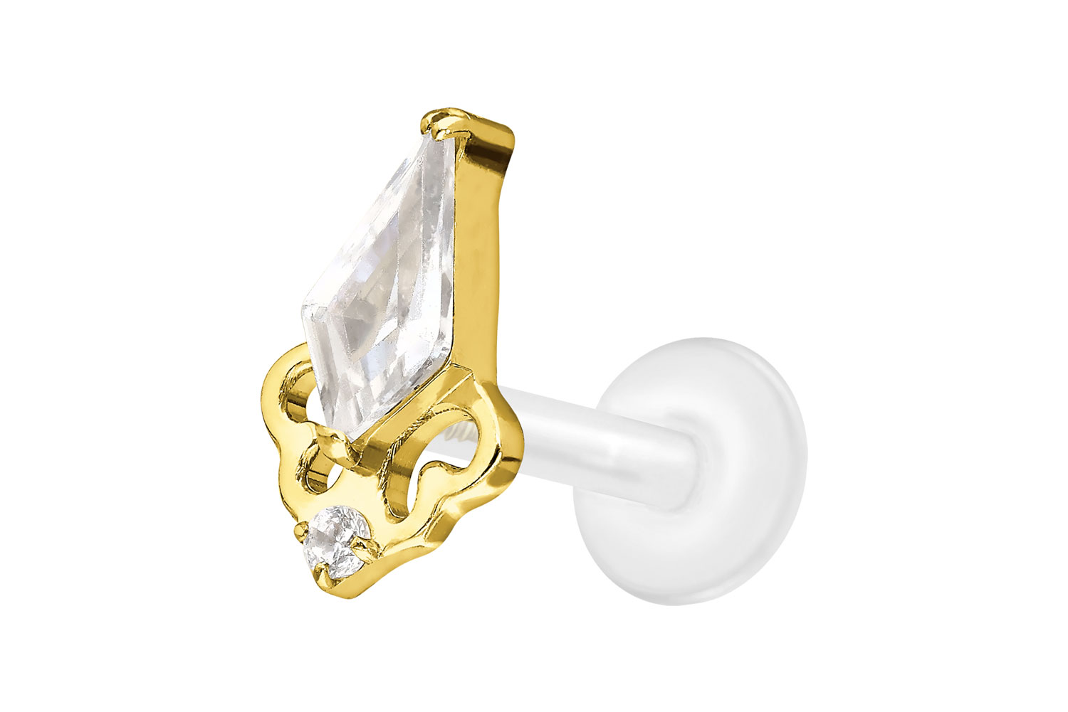 PTFE Labret Piercing mit Innengewinde + Titan-Aufsatz KRISTALLSCHILD